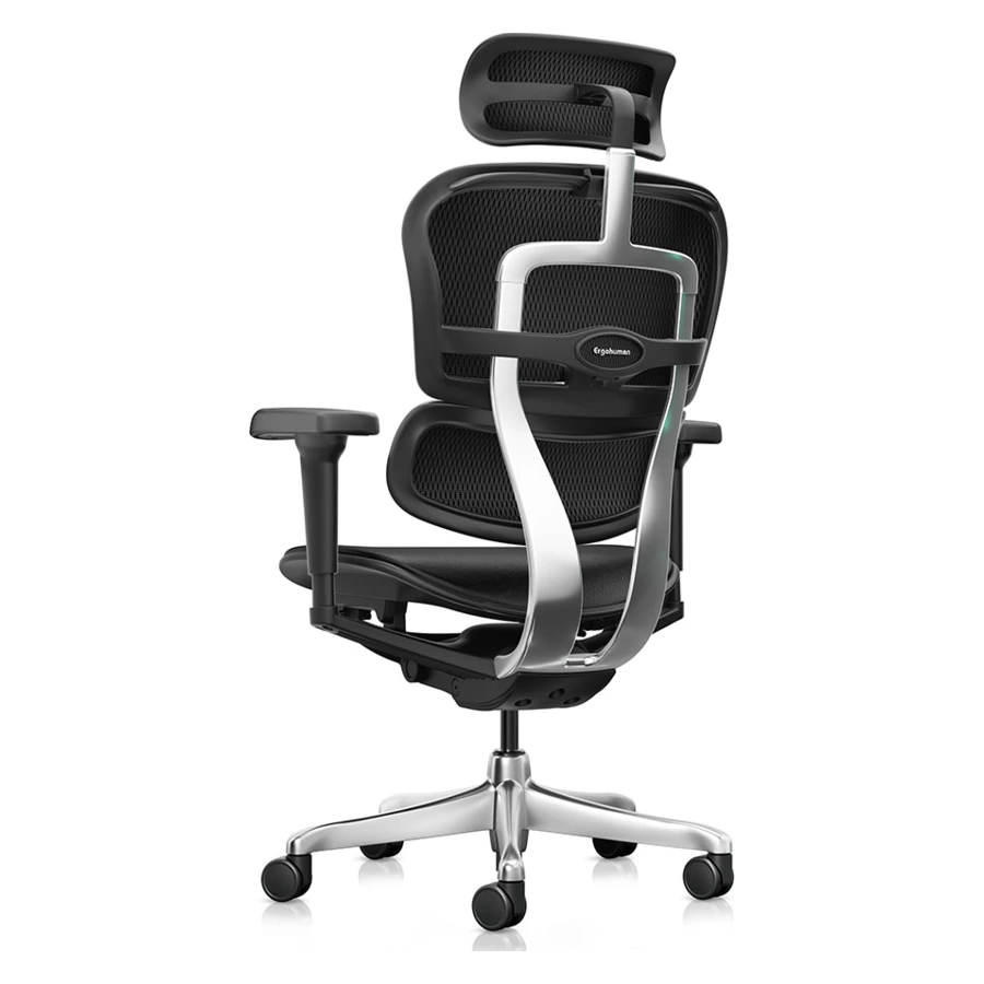 Silla Ergohuman Ultra Cuero con cabecero regulable, vista tres cuartos - Prido
