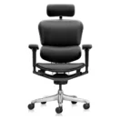 Silla Ergohuman Ultra Cuero con respaldo de malla posterior, vista tres cuartos trasera - Prido