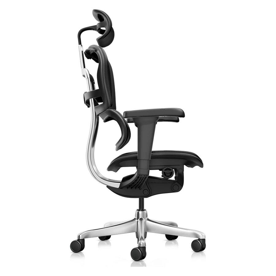 Silla Ergohuman Ultra Cuero de cuero negro, vista lateral - Prido