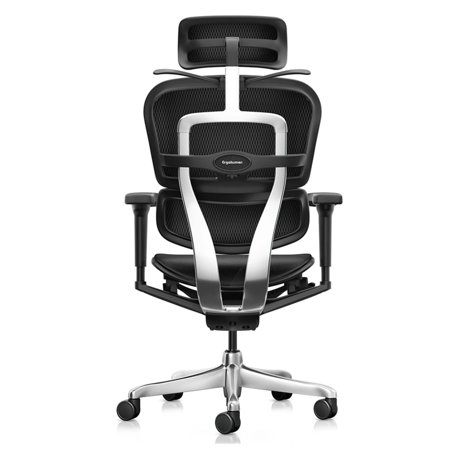 Silla Ergohuman Ultra Cuero de cuero negro, vista frontal - Prido