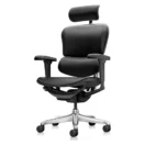 Silla Ergohuman Ultra Cuero con cabecero de cuero, vista lateral - Prido