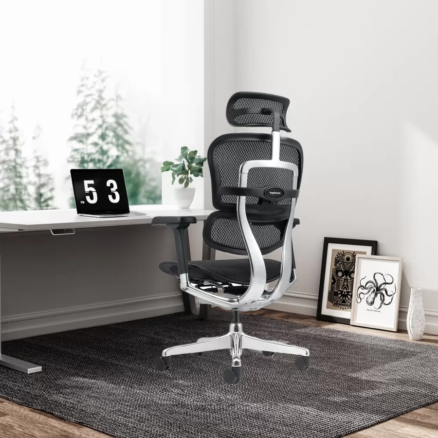 Base de aluminio y ruedas silenciosas de Silla Ergohuman Elite
