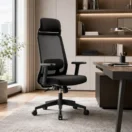 Silla ergonómica de oficina Galia Syncro con cabecero en oficina moderna
