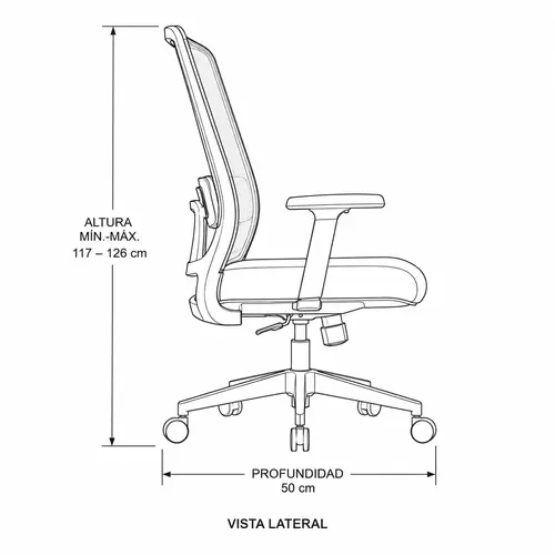 Medidas de la silla Galia Syncro, vista lateral