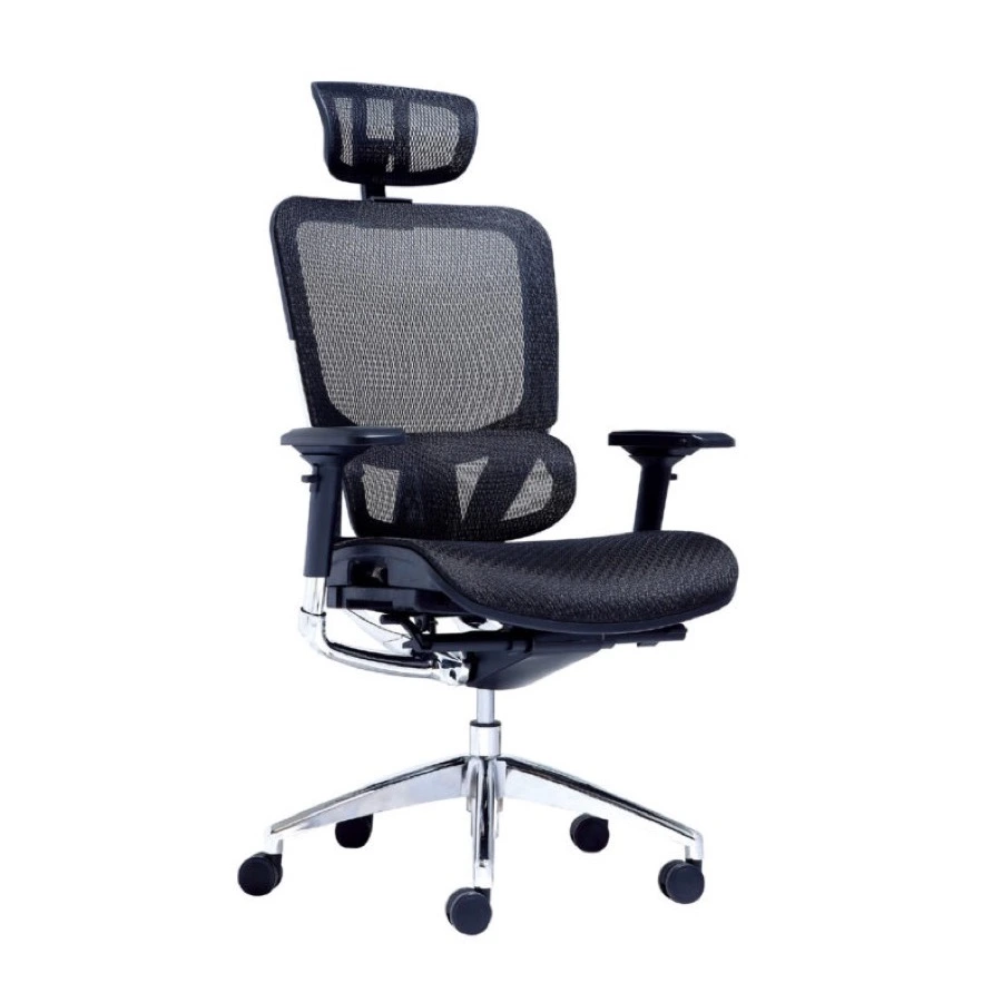 Silla gerencial Dubai HL en malla con cabecero y brazos 4D
