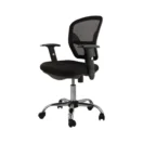 Silla giratoria Prime en malla con base cromada, vista en ángulo