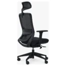Silla ejecutiva Tilo con cabecero, respaldo alto en malla, vista posterior tres cuartos - Prido