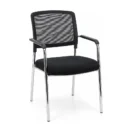 Silla de visita Skill New con respaldo de malla y estructura cromada