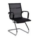 Silla de reunión Carson Fija negra de malla, vista tres cuartos