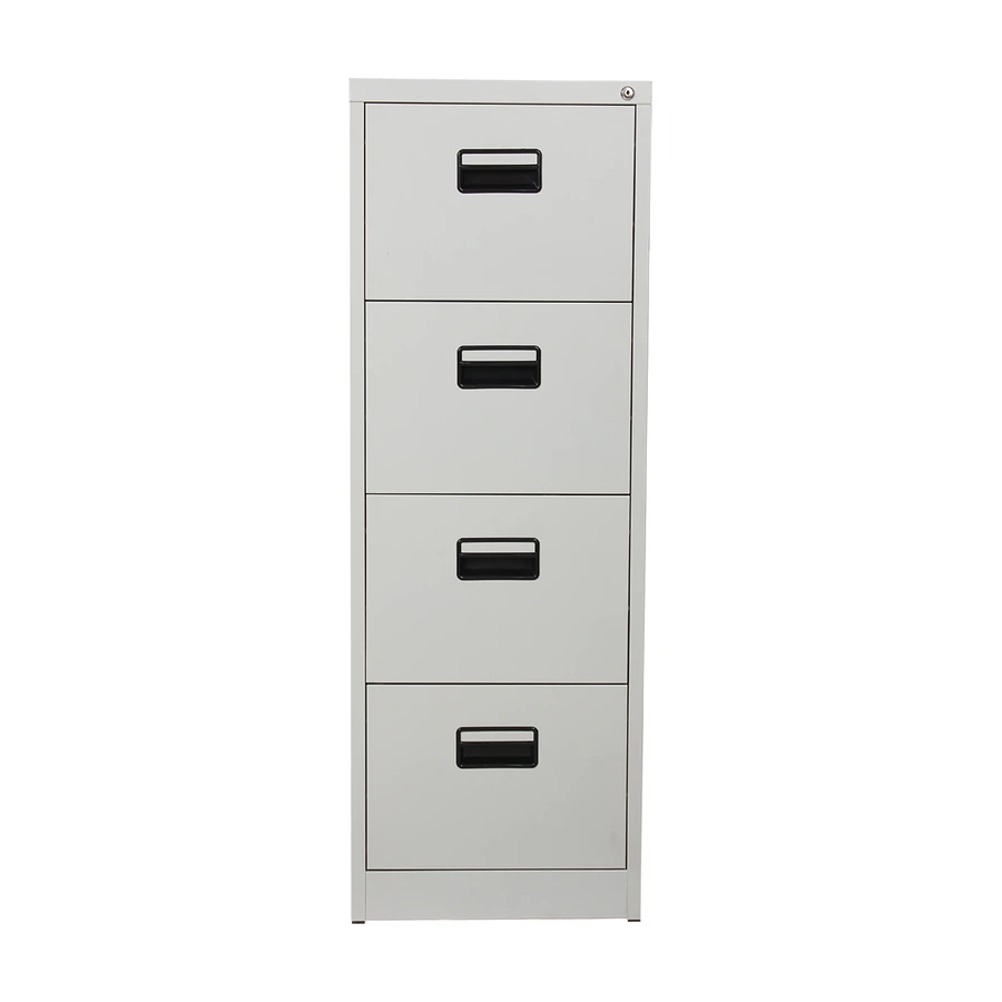 Kardex metálico de 4 cajones color gris, vista frontal - Prido