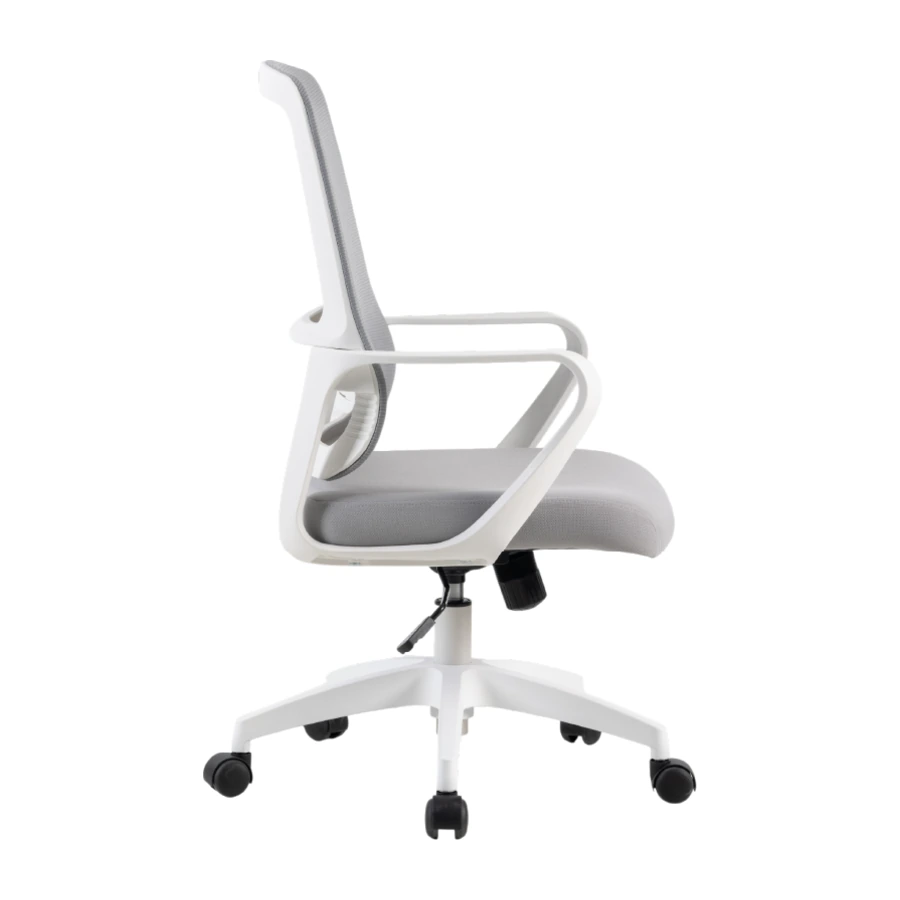 Silla operativa Niza gris con base giratoria de nylon, vista lateral