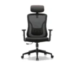Silla ergonómica Kannia negra de malla con cabecero regulable, vista frontal