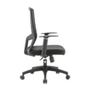 Silla ergonómica Quios negra de malla, vista de perfil