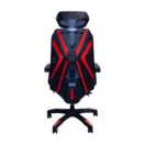 Silla gamer ergonómica Zanni negra con acentos rojos, vista posterior