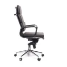 Sillón gerencial Priamo Alto negro, vista de perfil con respaldo alto y brazos cromados