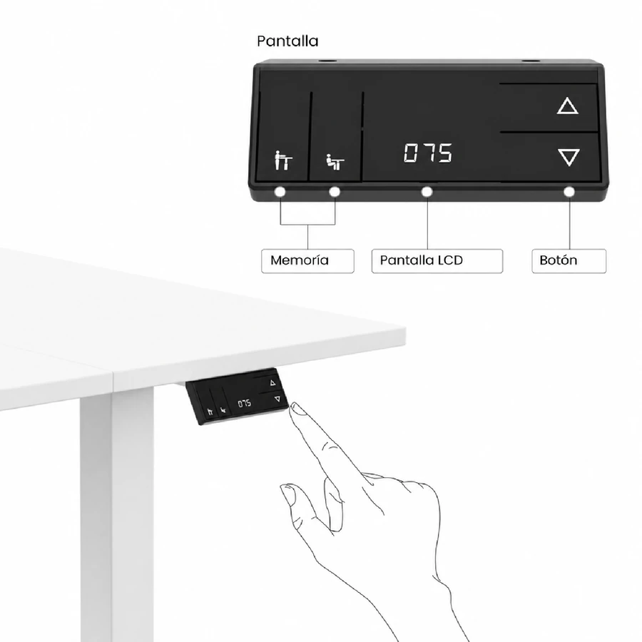 Panel de control de 4 teclas con memorias del escritorio regulable Gold Up - Prido