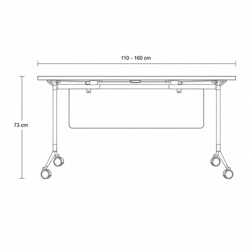 Dibujo técnico del Escritorio Plegable Bend con medidas, vista frontal