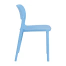 Silla Diana sin brazos de polipropileno celeste, vista lateral - Prido
