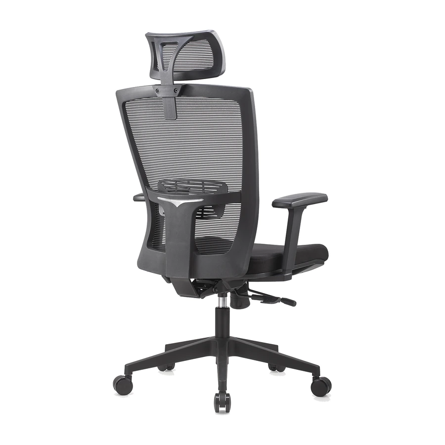 Silla ejecutiva Khaus, vista trasera en perspectiva del respaldo en malla