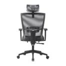 Silla ejecutiva Khaus, vista trasera del respaldo en malla y base de nylon