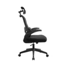 Silla ergonómica Ergo-One negra con brazos abatibles y base nylon, vista lateral - Prido