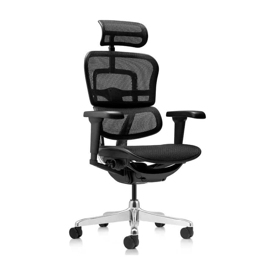 Silla ergonómica Ergohuman Ultra Malla negra, vista tres cuartos - Prido