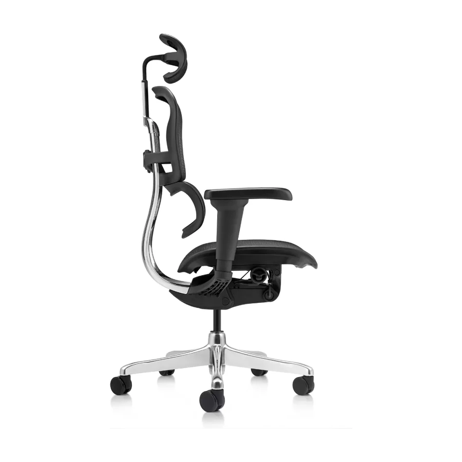 Silla Ergohuman Ultra Malla con brazos 4D y base de aluminio, vista lateral - Prido
