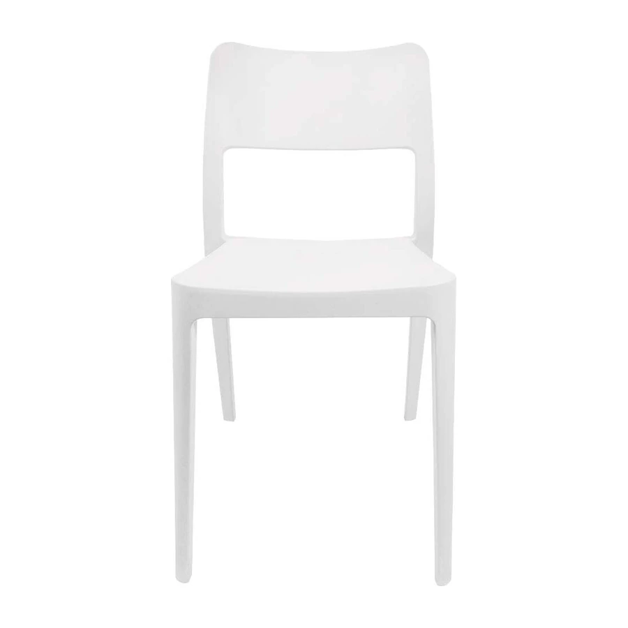 Silla de visita Minimal color Blanco sin apoyabrazos, monocasco de polipropileno, vista frontal