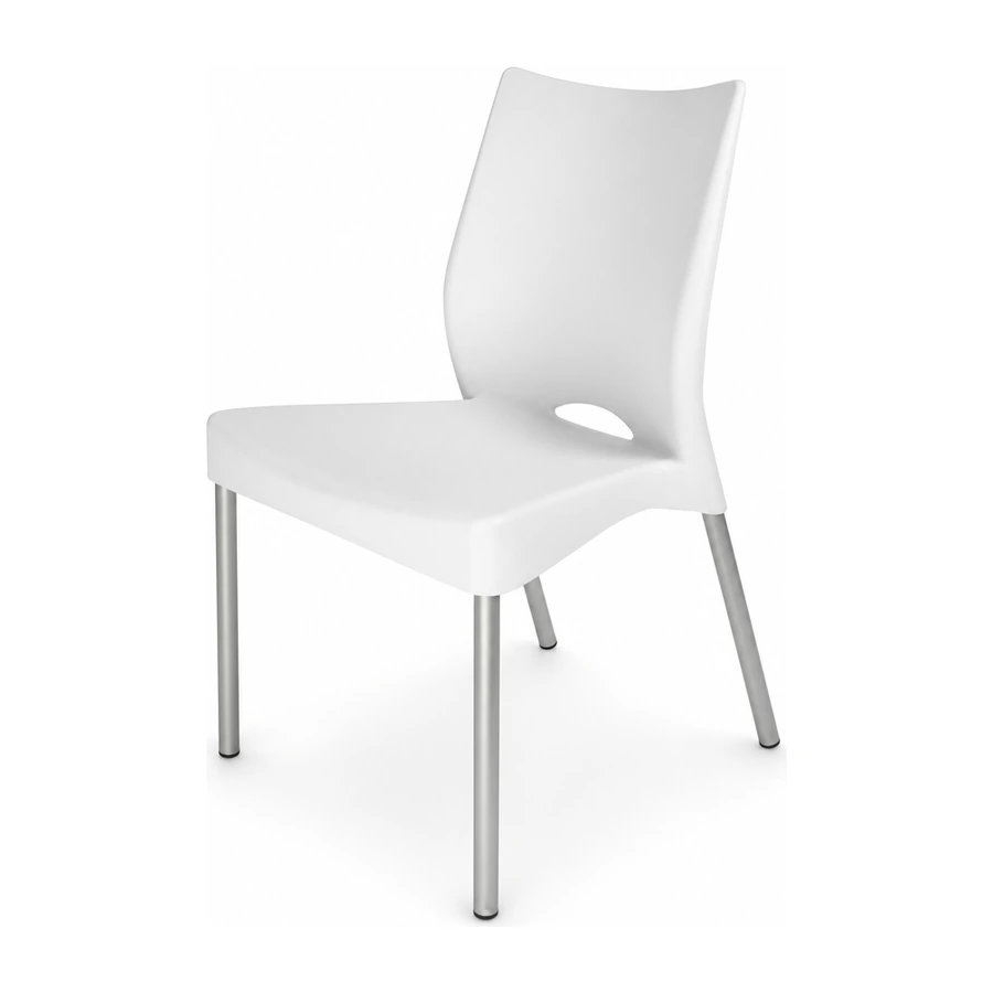 Silla de visita One color blanco con patas metálicas, vista en perspectiva