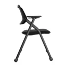 Silla universitaria U2 plegable con estructura metálica negra, vista lateral - Prido