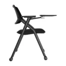 Silla universitaria U2 con paleta plegable y estructura metálica negra, vista lateral - Prido