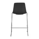 Taburete Joga negro con base de acero cromado, vista frontal