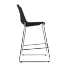 Taburete Joga negro con base de acero cromado, vista lateral