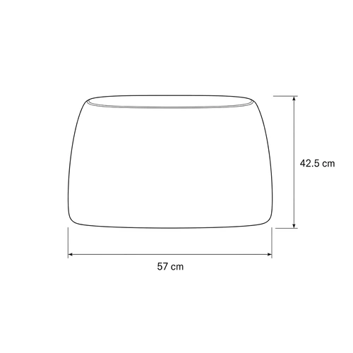 Dibujo técnico del pouf Trufa Doble con medidas, vista lateral
