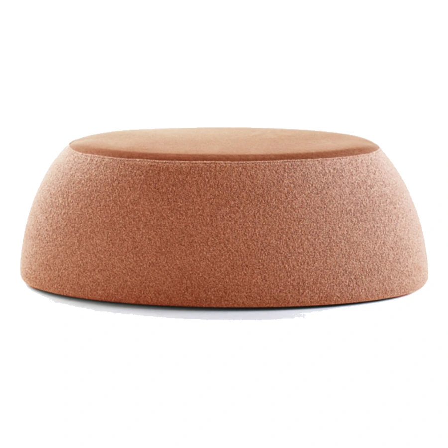 Pouf Trufa Doble terracota de dos cuerpos tapizado en tela, vista frontal