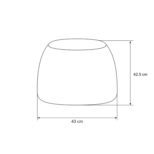 Dibujo técnico del pouf Trufa Single con medidas, vista lateral
