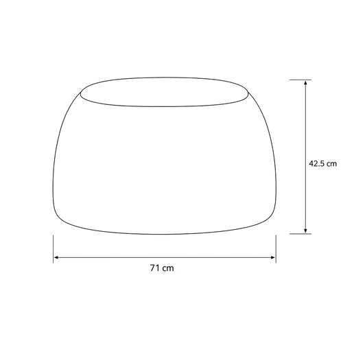 Dibujo técnico del pouf Trufa Single con medidas, vista frontal