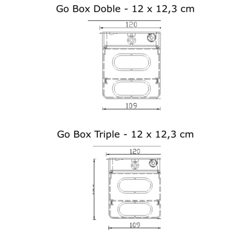 Medidas laterales del Go Box doble y triple