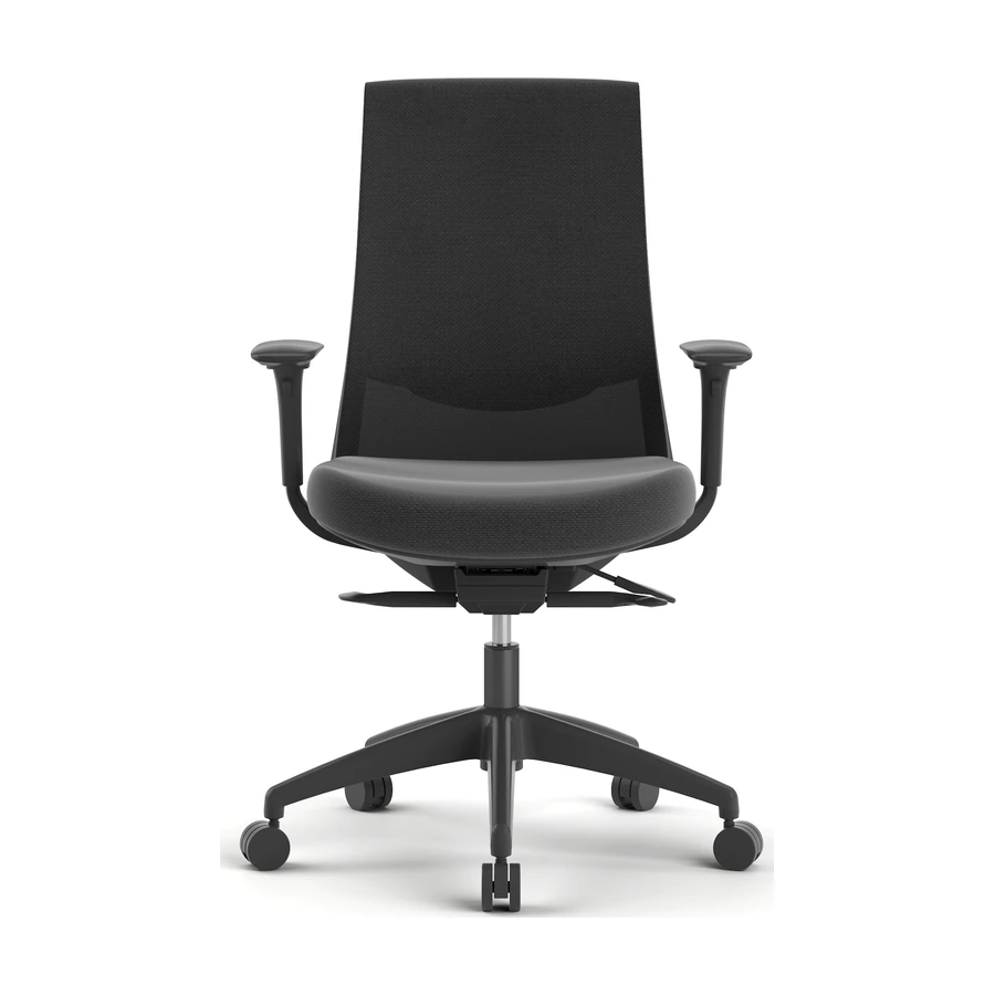 Silla Ergonomica Ness negra sin cabecero, vista frontal