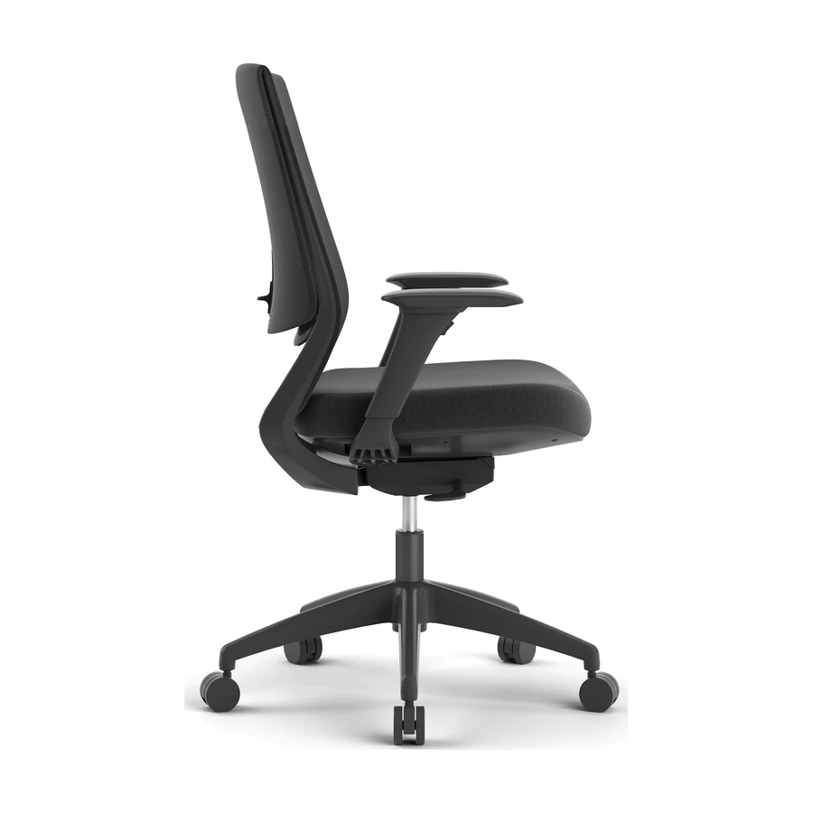 Silla Ergonomica Ness negra sin cabecero, vista lateral