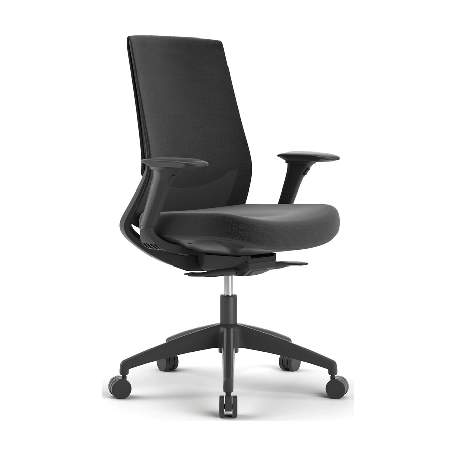Silla Ergonomica Ness negra sin cabecero, vista tres cuartos