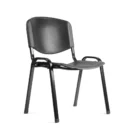 Silla de visita Iso PP con asiento y respaldo de polipropileno negro y estructura de acero electropintado. Silla apilable para salas de espera, casinos y salas de clases.