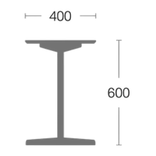 Dibujo tecnico de la mesa lateral Vector con base tripode: 40 cm de ancho y 60 cm de alto