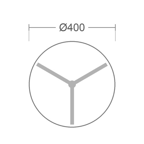 Dibujo tecnico de la mesa lateral Vector en planta: cubierta de 40 cm de diametro y base de tres patas