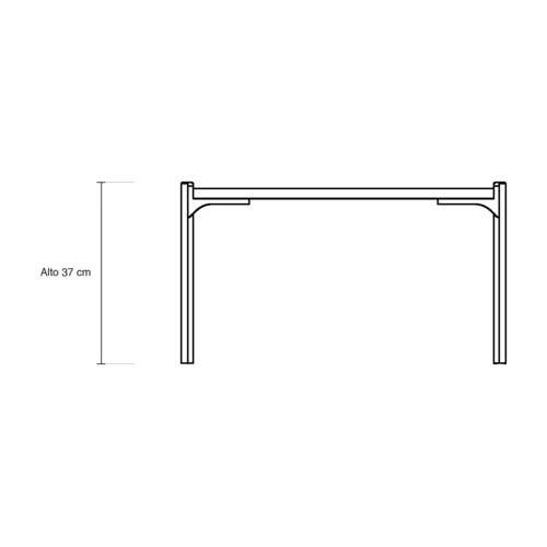 Dibujo técnico de la mesa Tito con medidas, vista lateral