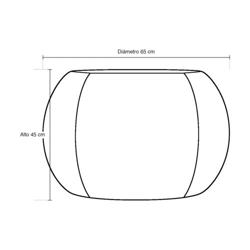 Dibujo técnico del pouf Momo con medidas