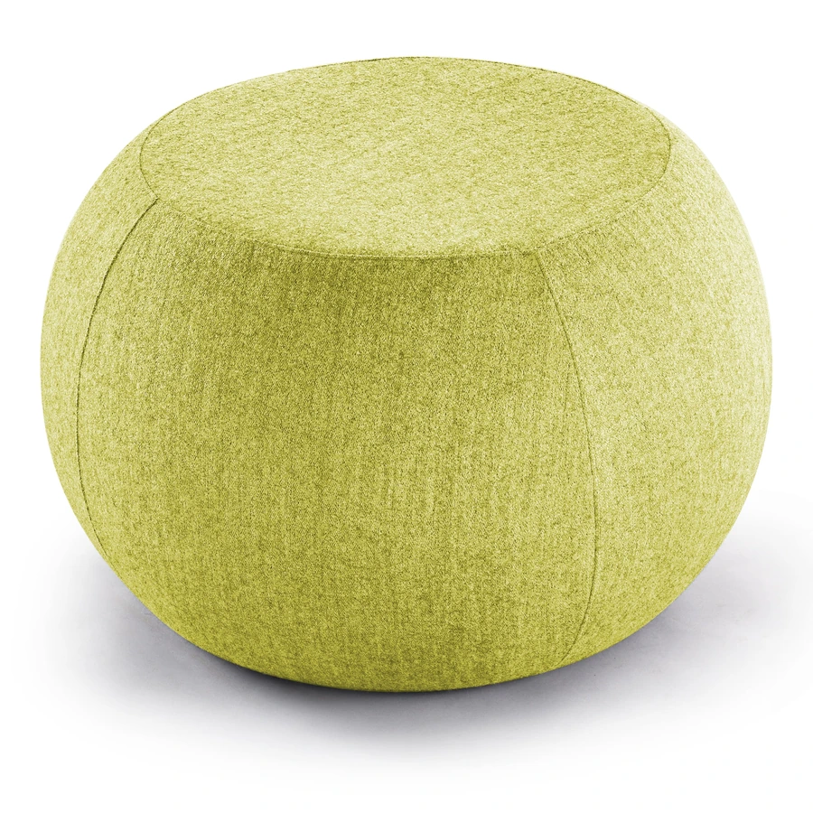 Pouf Momo verde, vista tres cuartos