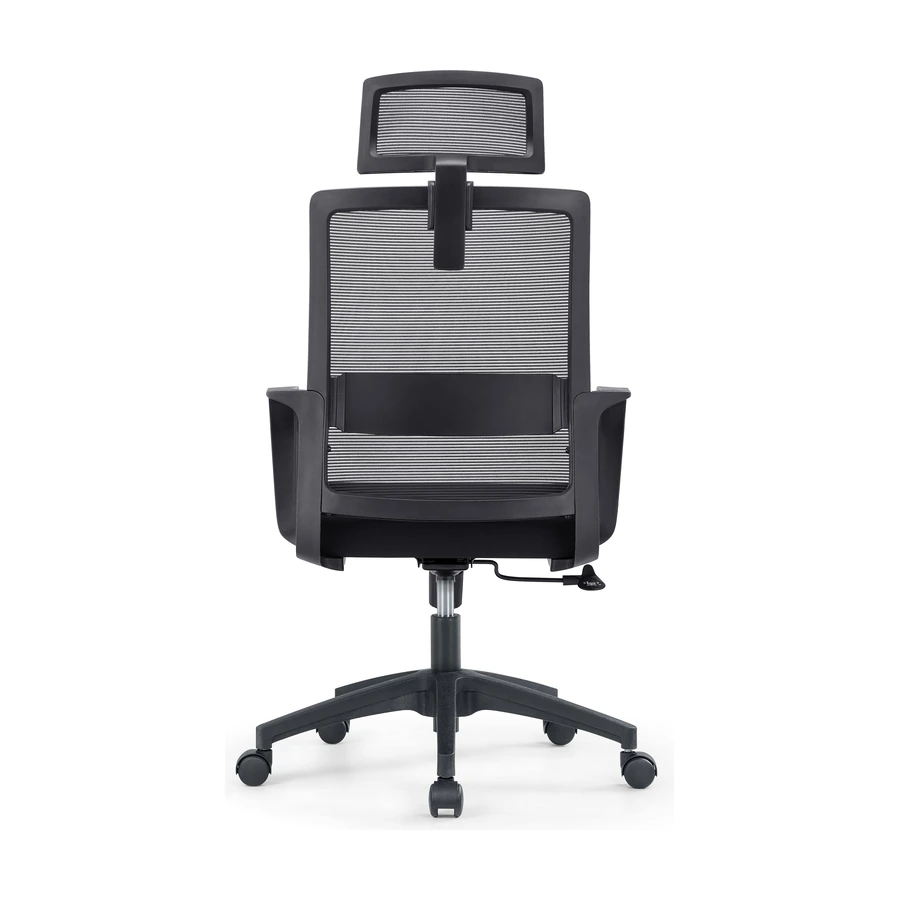 Silla Cleo vista trasera, con marco del respaldo y soporte lumbar