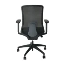 Silla Dalia negra vista trasera, con marco de poliamida y soporte lumbar gris