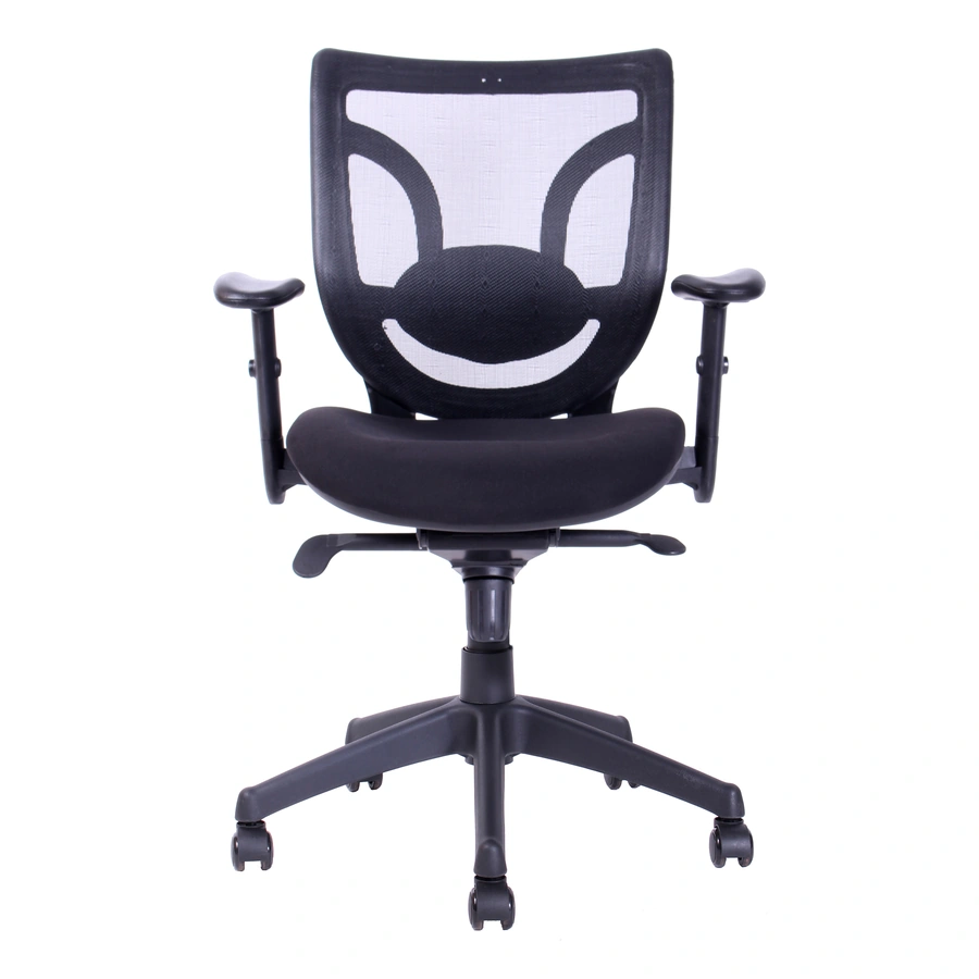 Silla ejecutiva Bart sin cabecero vista frontal con asiento tapizado y apoyabrazos regulables